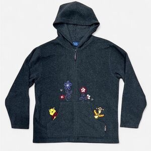 Vintage Winnie the Pooh Embroidered Fleece Sweater Jacket Disney Y2K sweatshirt